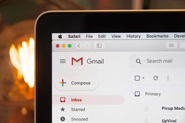 A desktop with a gmail inbox open to demonstrate email marketing on the Small Business Marketing Consultant website